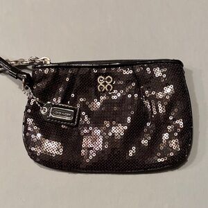Coach Sparkling Black Sequin Wristlet